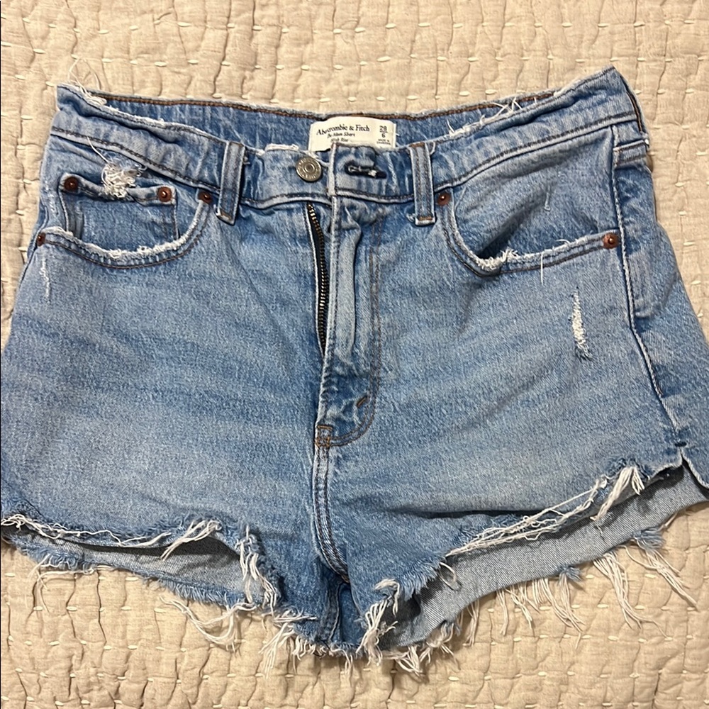 Abercrombie & Fitch Distressed Blue Jean Shorts